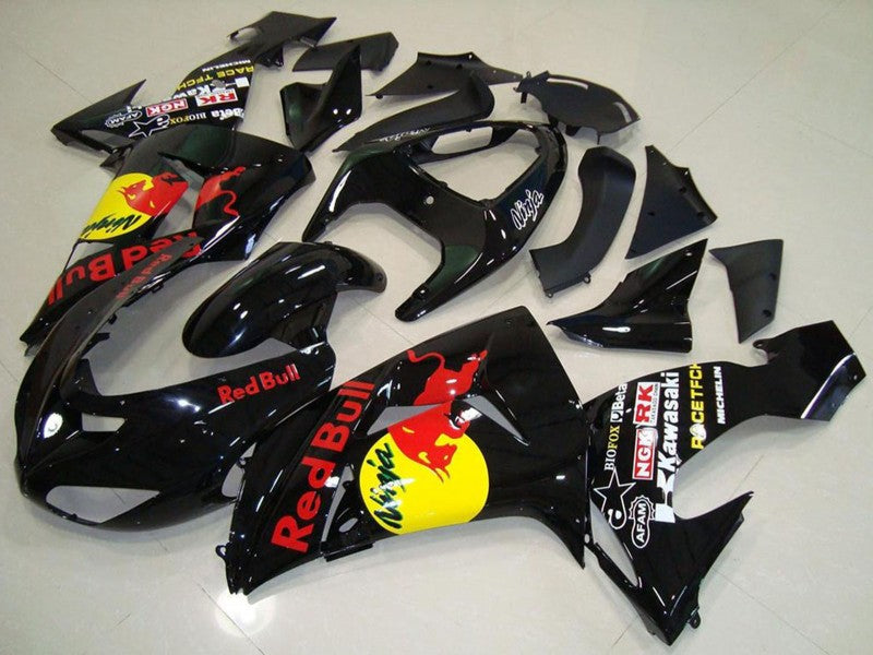 Purchase 2006-2007 Glossy Black Yellow Red Bull Kawasaki ZX10R Motorcycle Fairings UK