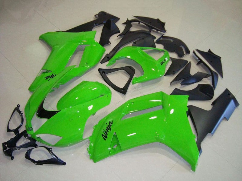 Purchase 2007-2008 Green Matte Black Kawasaki ZX6R Motorcycle Fairings UK