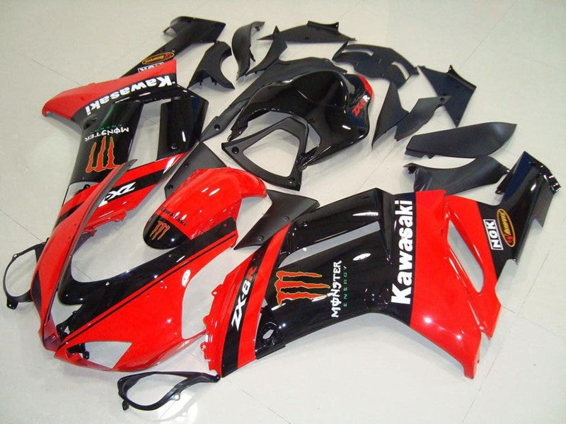 Purchase 2007-2008 Monster In Red Kawasaki ZX6R Motorcycle Fairings UK