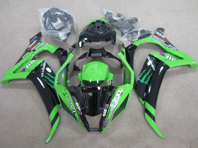 Purchase 2011-2015 Green Glossy Black Green Elf Touch4 Monster Kawasaki ZX10R Motorcycle Fairings UK