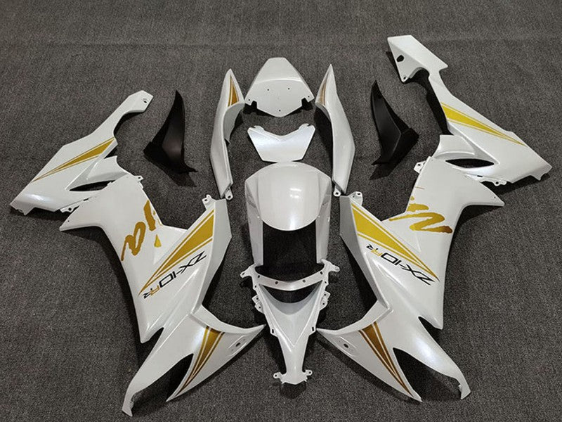 Purchase 2008-2010 Pearl White Gold Kawasaki ZX10R Motorcycle Fairings UK
