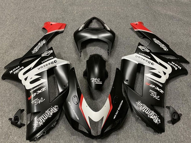 Purchase 2007-2008 Custom Matte Black White Red Kawasaki ZX6R Motorcycle Fairings UK