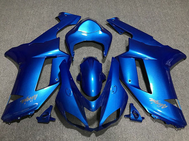 Purchase 2007-2008 Glossy Blue Chrome Logo Kawasaki ZX6R Motorcycle Fairings UK