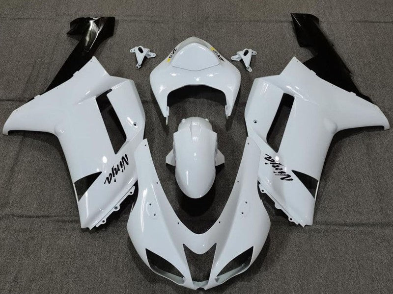 Purchase 2007-2008 Plain White Glossy Kawasaki ZX6R Motorcycle Fairings UK