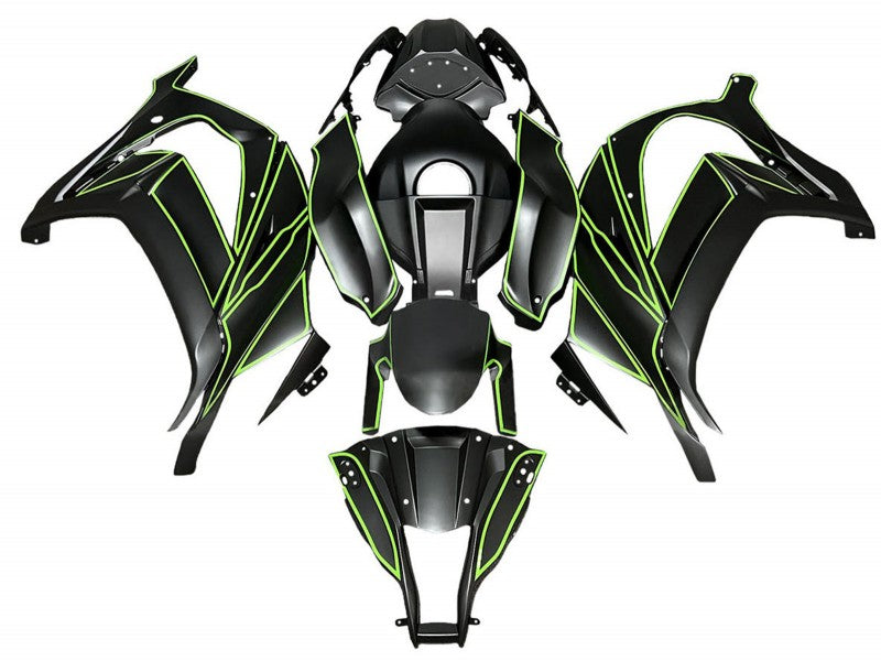 Purchase 2008-2010 Matte Black Green Lines Kawasaki ZX10R Motorcycle Fairings UK