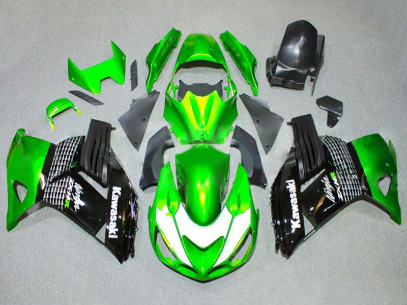 Purchase 2006-2011 Green White Glossy Black Kawasaki ZX14R ZZR1400 Motorcycle Fairings UK