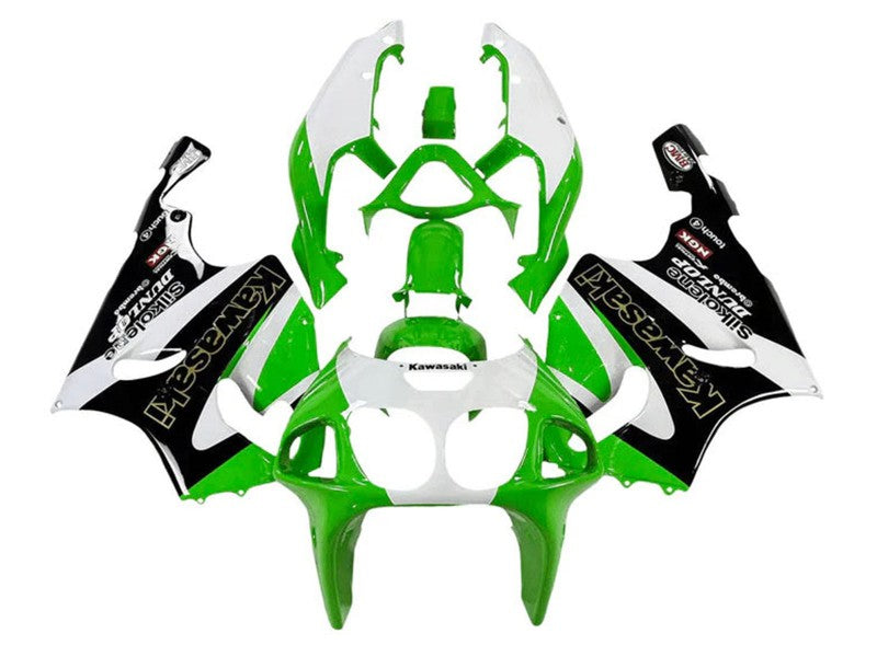 Purchase 1996-2003 White Green Black Gold Silkolene Dunlop Kawasaki ZX7R Motorcycle Fairings UK