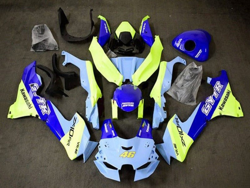 Purchase 2021-2025 Blue Yellow GYTR 46 Kawasaki ZX10R Motorcycle Fairings UK
