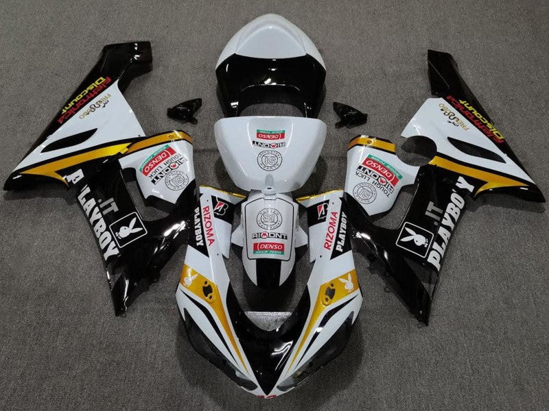 Purchase 2005-2006 White Black Gold Red Rizoma Playboy Kawasaki ZX6R Motorcycle Fairings UK