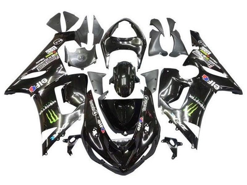 Purchase 2005-2006 Glossy Black Yellow Monster Kawasaki ZX6R Motorcycle Fairings UK