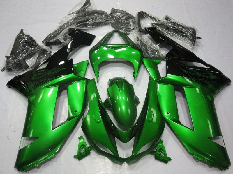 Purchase 2007-2008 Green Black Kawasaki ZX6R Motorcycle Fairings UK