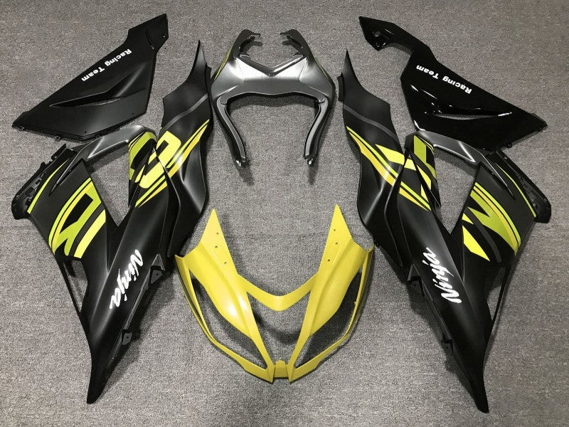 Purchase 2013-2018 Matte Black Yellow Kawasaki ZX6R Motorcycle Fairings UK