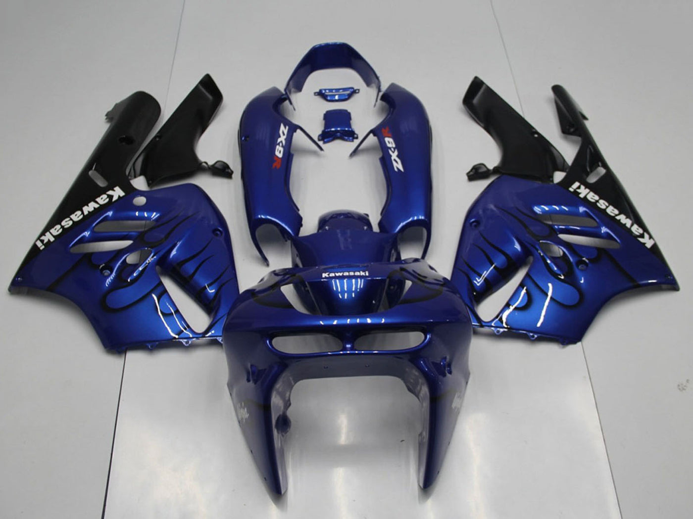 1994-1997 Kawasaki Ninja ZX9R Blue Black Flame Fairing Kit