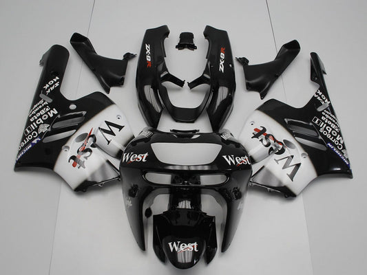 1994-1997 Kawasaki Ninja ZX9R Black White West Fairing Kit
