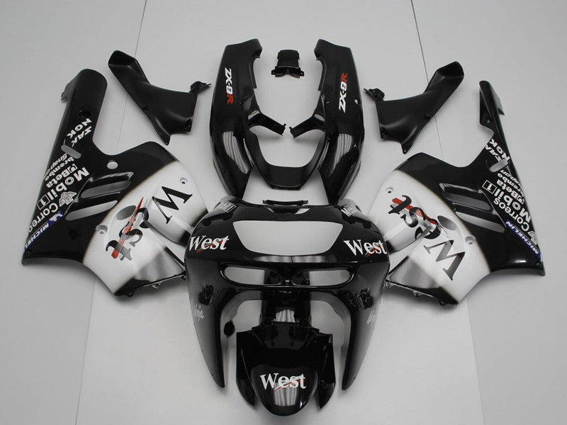 Purchase 1994-1997 Glossy Black White West Kawasaki ZX9R Motorcycle Fairings UK