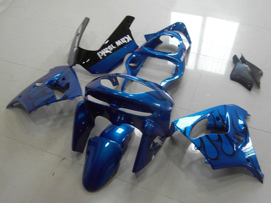 1998-1999 Kawasaki Ninja ZX9R Blue Black Flame Fairing Kit