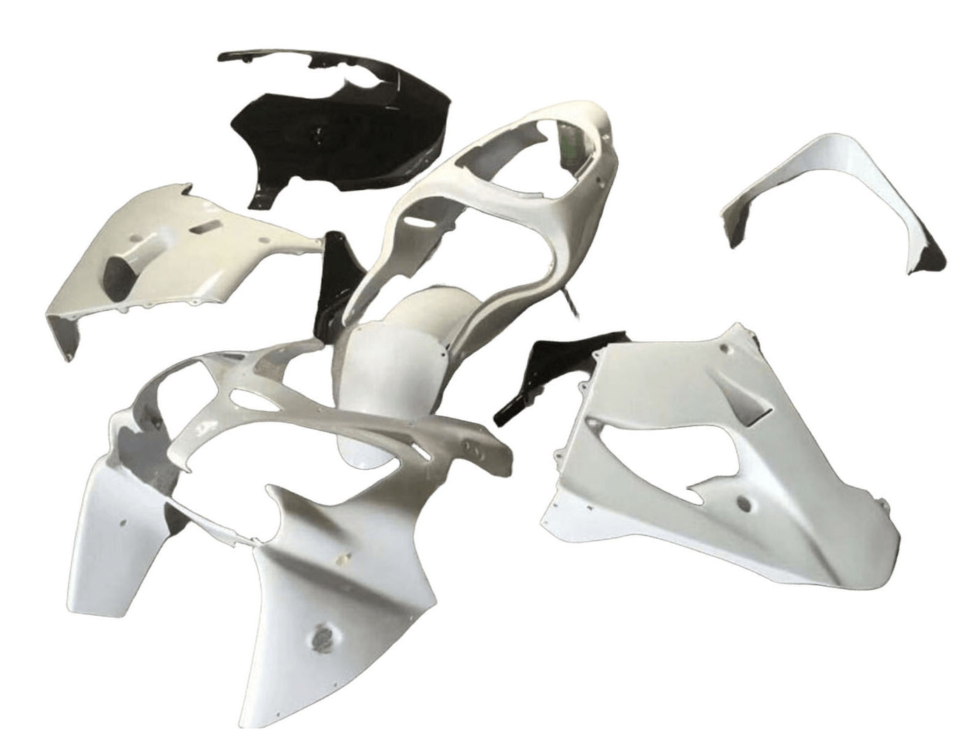 2000-2001 Kawasaki Ninja ZX9R Pure White Glossy Black Fairing Kit