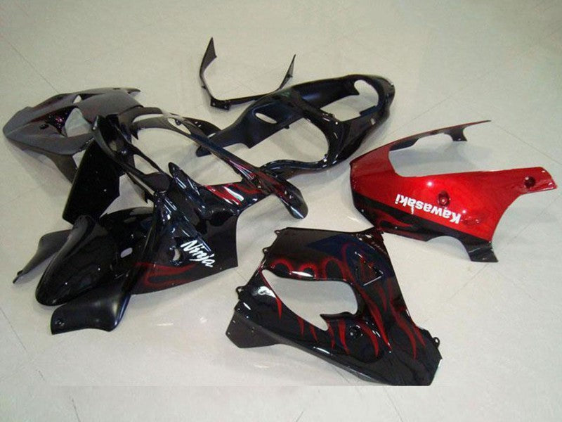 Purchase 2000-2001 Glossy Black Red Flame Kawasaki ZX9R Motorcycle Fairing UK