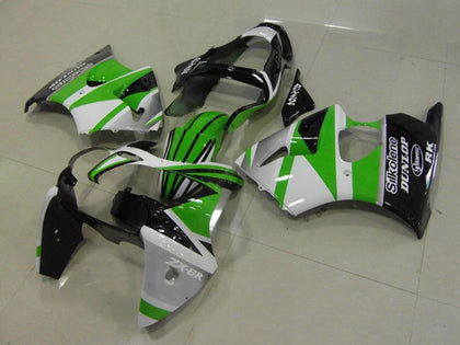 2000-2002 Kawasaki ZX-6R Green White Stripe Fairing Kit