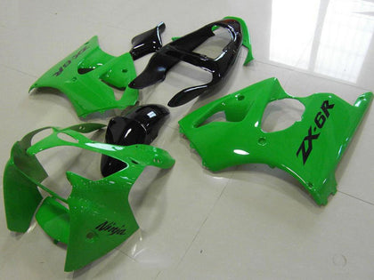 2000-2002 Kawasaki ZX-6R Green Black Tail Fairing Kit