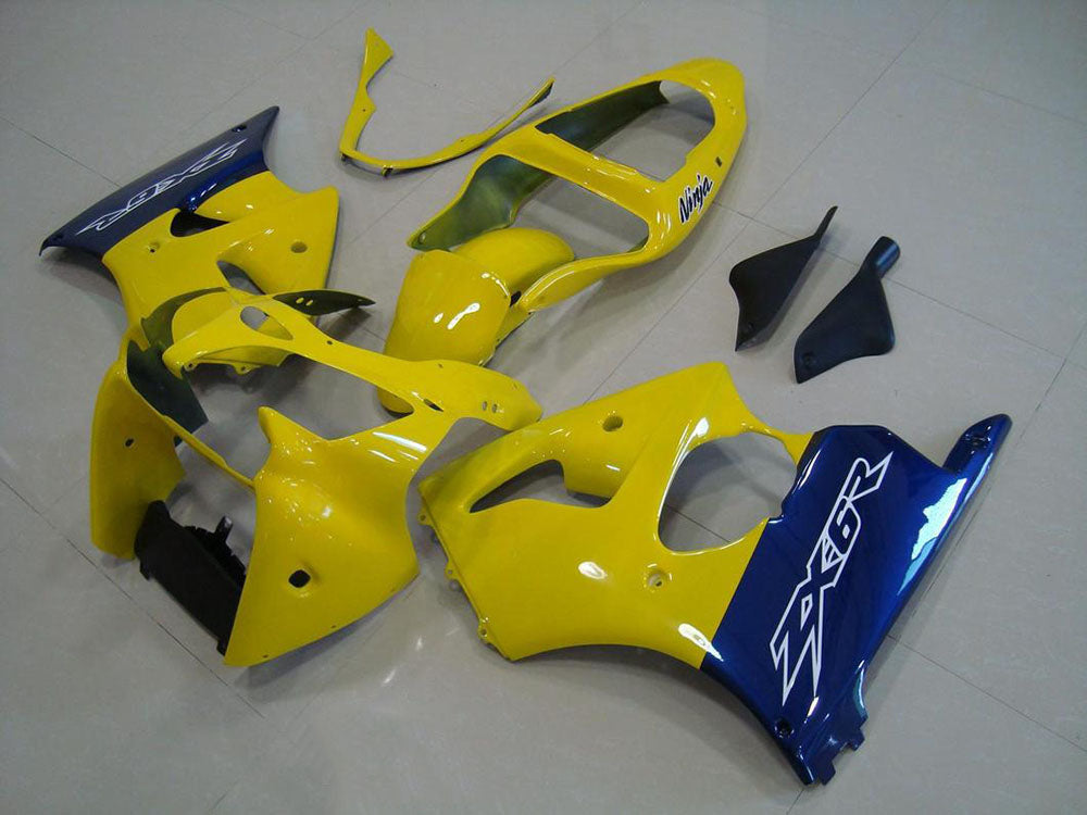2000-2002 Kawasaki Ninja ZX6R Yellow Blue Fairing Kit