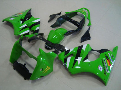 2000-2002 Kawasaki ZX-6R Green Black Fairing Kit