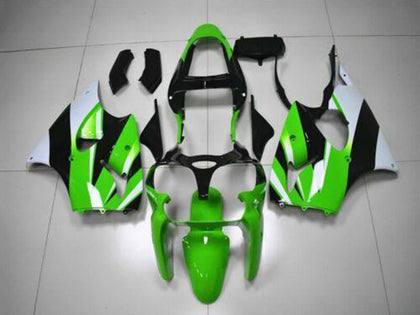 2000-2002 Kawasaki ZX-6R Green White Black Fairing Kit