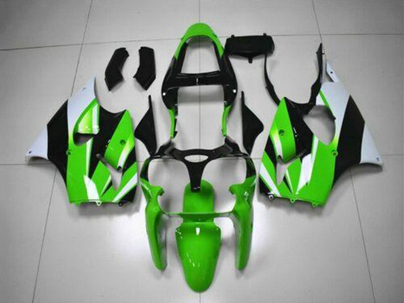 Purchase 2000-2002 Green White Black Kawasaki ZX6R Motorcycle Fairing Kits UK