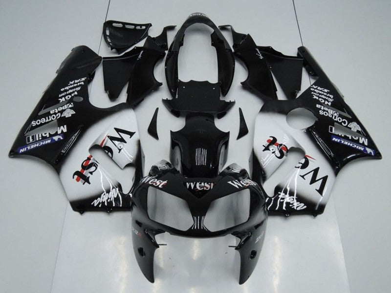 Purchase 2002-2006 Glossy Black White West Kawasaki ZX12R Motorcycle Fairings UK