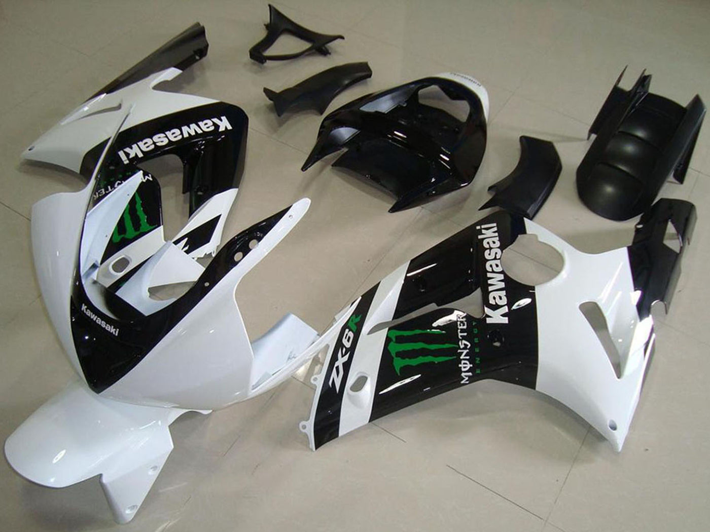 2003-2004 Kawasaki Ninja ZX6R White Monster Fairing Kit