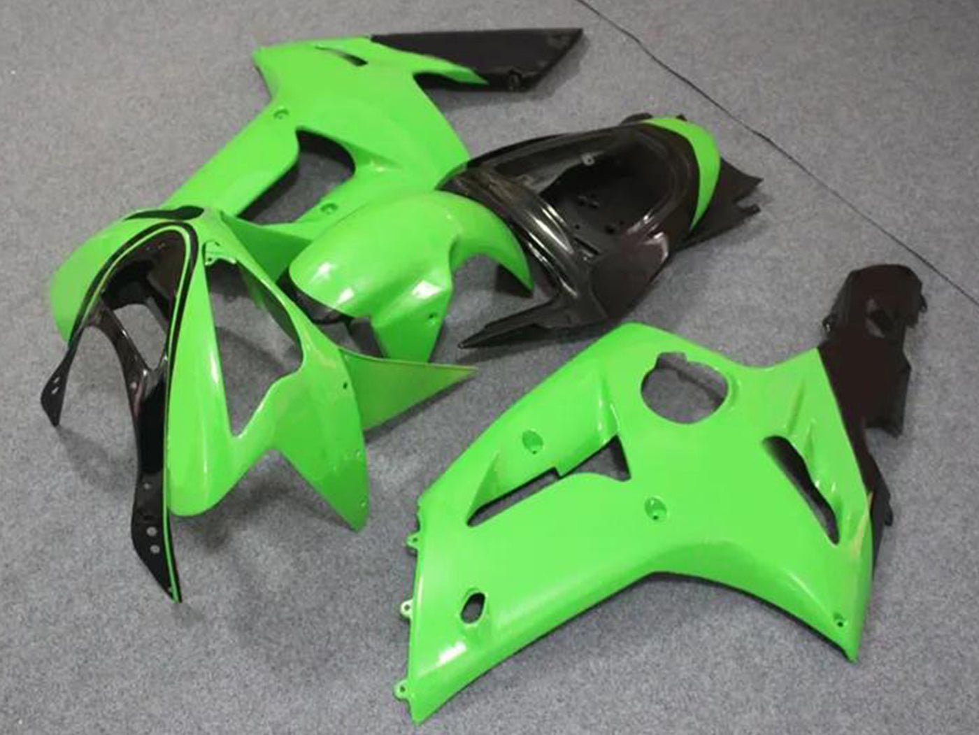 2003-2004 Kawasaki ZX6R Green Black Fairing Kit
