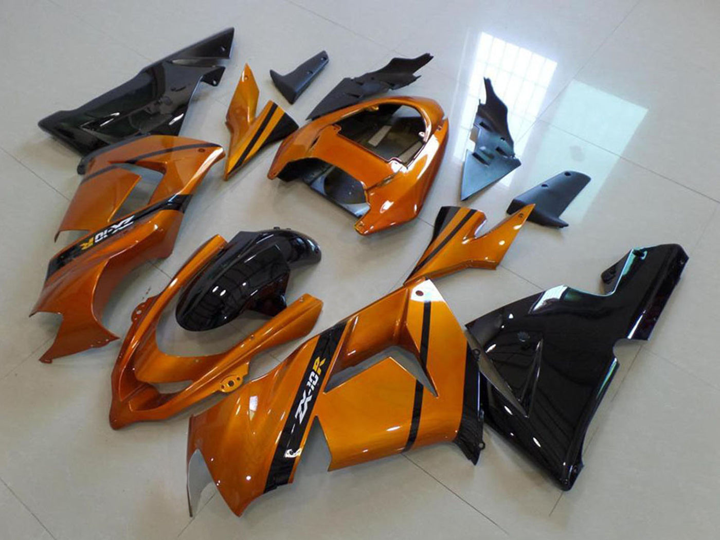 2004-2005 Kawasaki Ninja ZX10R Gold Black Fairing Kit