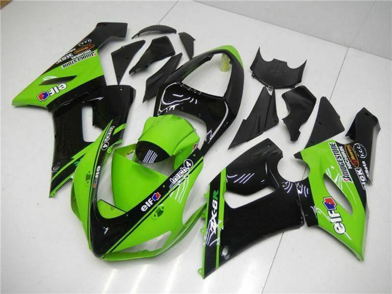Purchase 2005-2006 Green Glossy Black Elf Kawasaki ZX6R Motorcycle Fairings UK