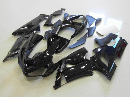 2005-2006 Kawasaki ZX-6R Glossy Black Silver Decals Fairing Kit