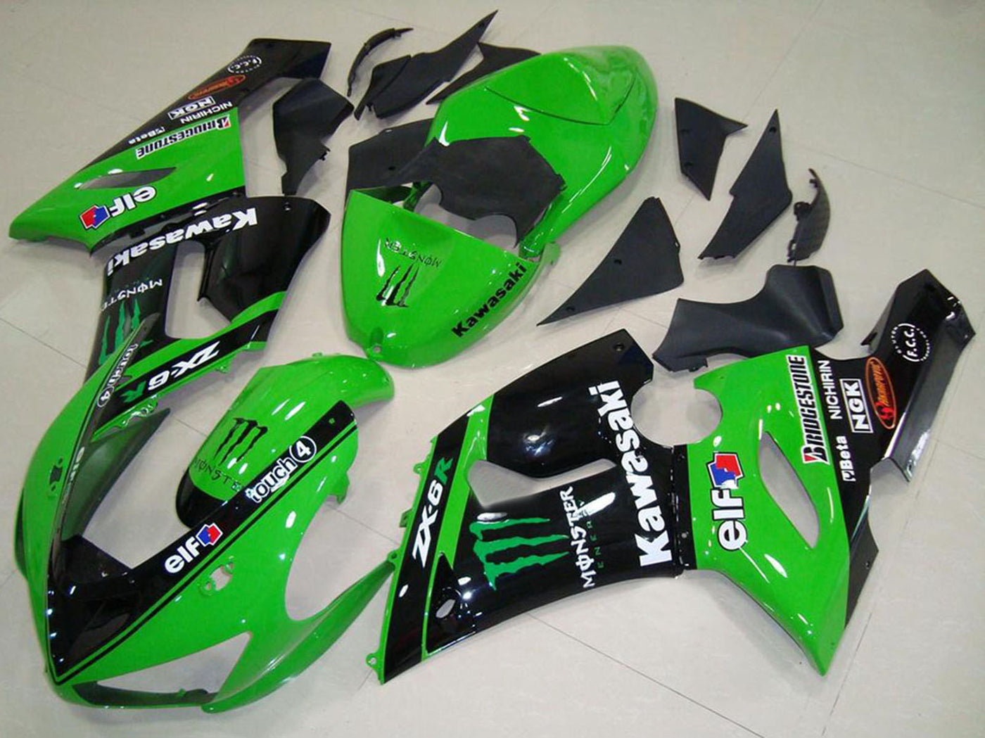 2005-2006 Kawasaki Ninja ZX6R Green Monster Fairing Kit