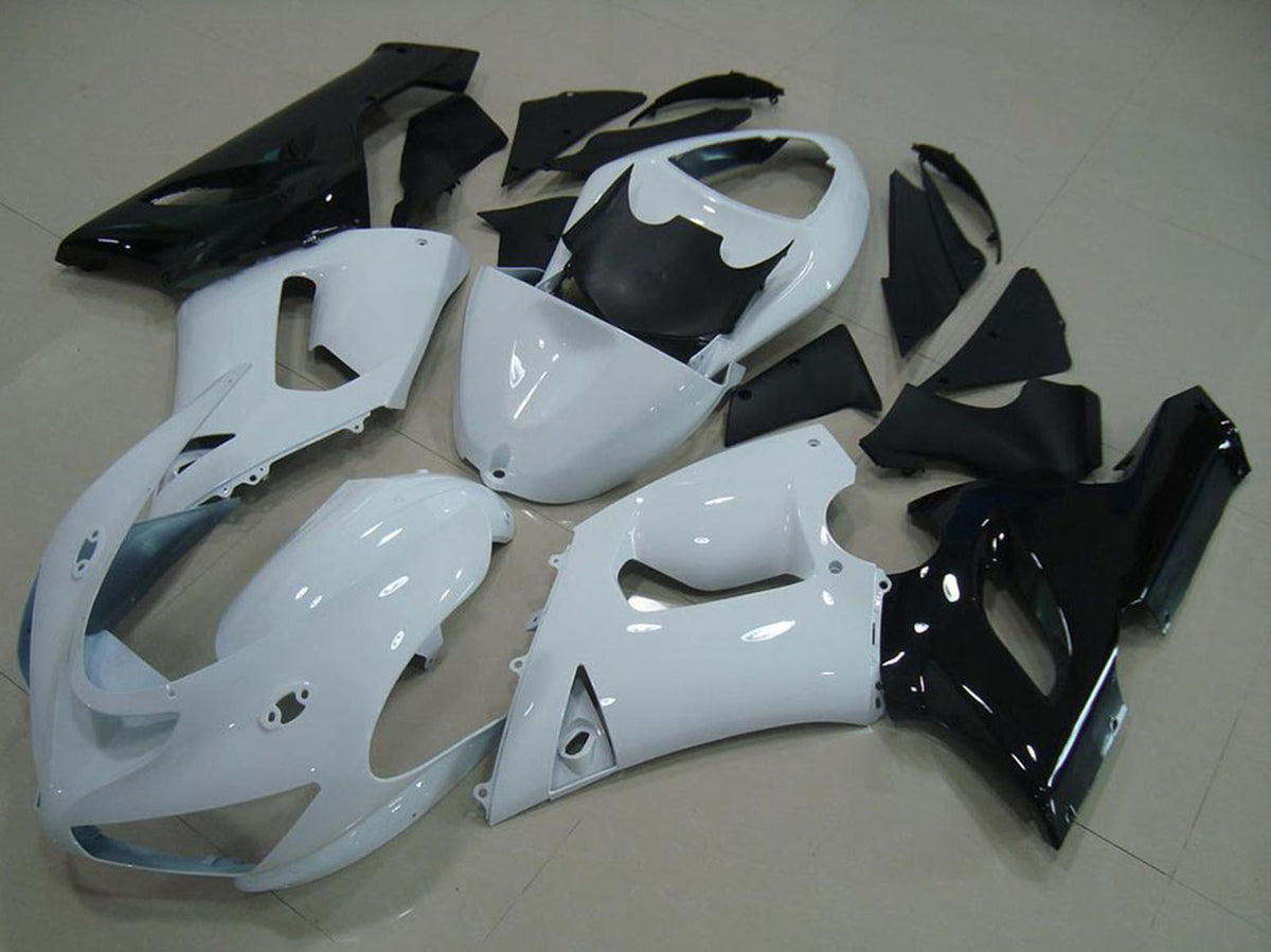 2005-2006 Kawasaki Ninja ZX6R White Black Fairing Kit