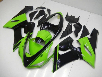 2005-2006 Kawasaki ZX-6R Green Black Fairing Kit