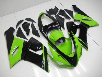2005-2006 Kawasaki ZX-6R Green Black Fairing Kit