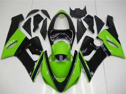 2005-2006 Kawasaki ZX-6R Green Black Fairing Kit