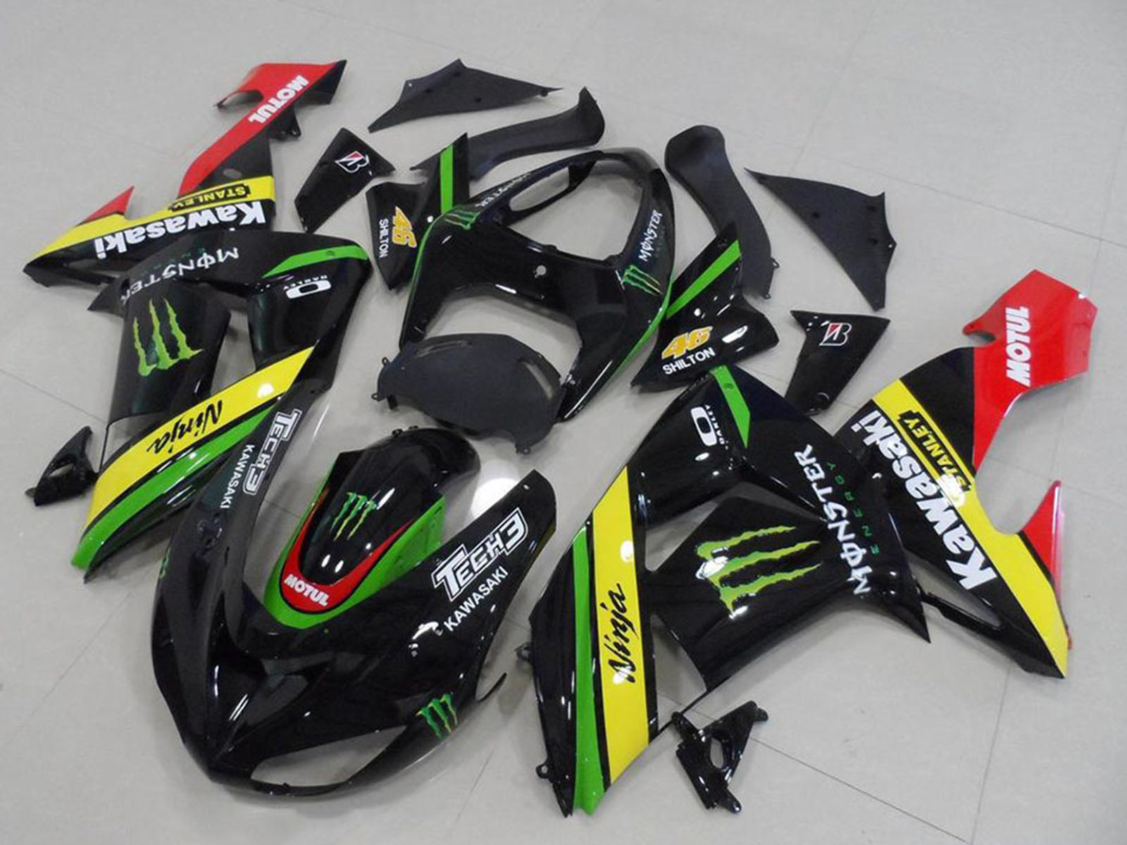 2006-2007 Kawasaki Ninja ZX10R Black Yellow Monster Fairing Kit