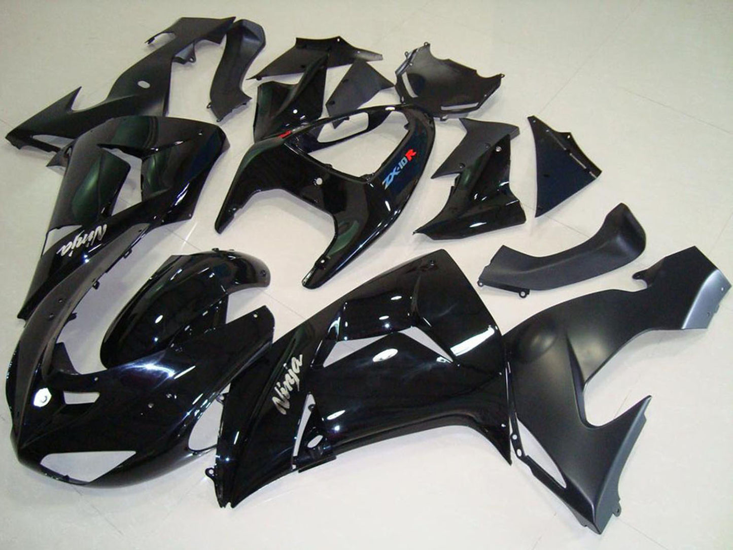 2006-2007 Glossy Black Matte Black Ninja Kawasaki ZX10R Motorbike Fairing
