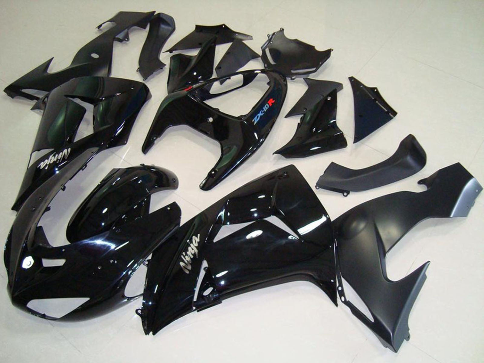 2006-2007 Glossy Black Matte Black Ninja Kawasaki ZX10R Motorbike Fairing