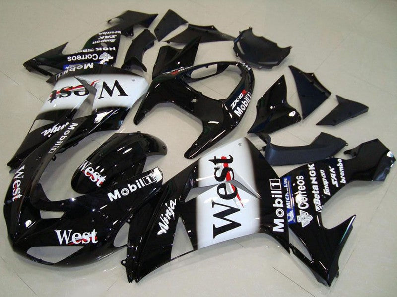 Purchase 2006-2007 Glossy Black White West Kawasaki ZX10R Motorcycle Fairing UK