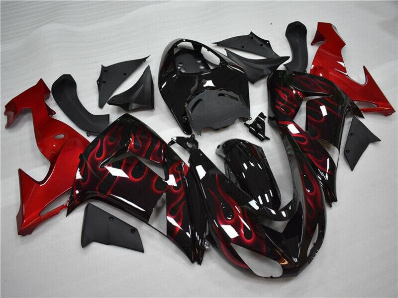 Purchase 2006-2007 Glossy Black Red Flame Kawasaki ZX10R Motorcycle Fairing UK