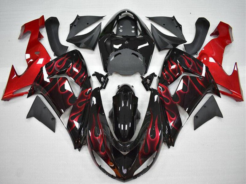 Purchase 2006-2007 Glossy Black Red Flame Kawasaki ZX10R Motorcycle Fairing UK
