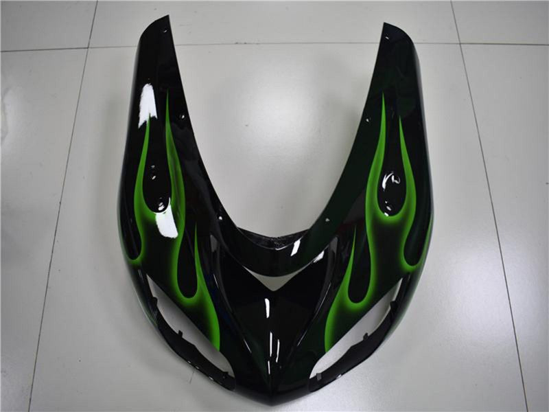 Purchase 2006-2007 Glossy Black Green Flame Kawasaki ZX10R Motorcycle Fairings UK