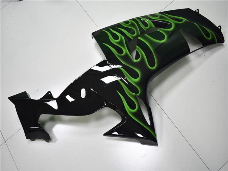Purchase 2006-2007 Glossy Black Green Flame Kawasaki ZX10R Motorcycle Fairings UK
