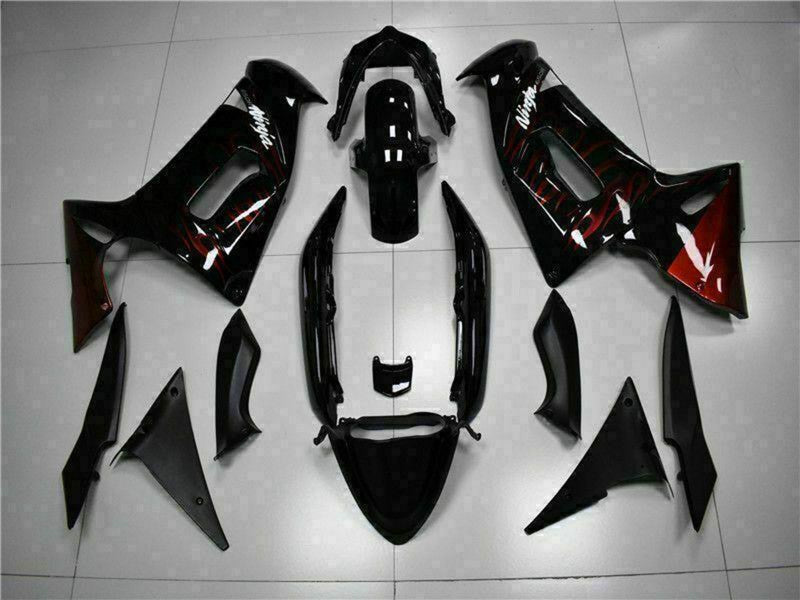 Purchase 2006-2008 Glossy Black Red Flame Kawasaki EX650 Motorcycle Fairings UK