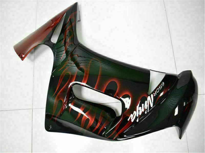 Purchase 2006-2008 Glossy Black Red Flame Kawasaki EX650 Motorcycle Fairings UK
