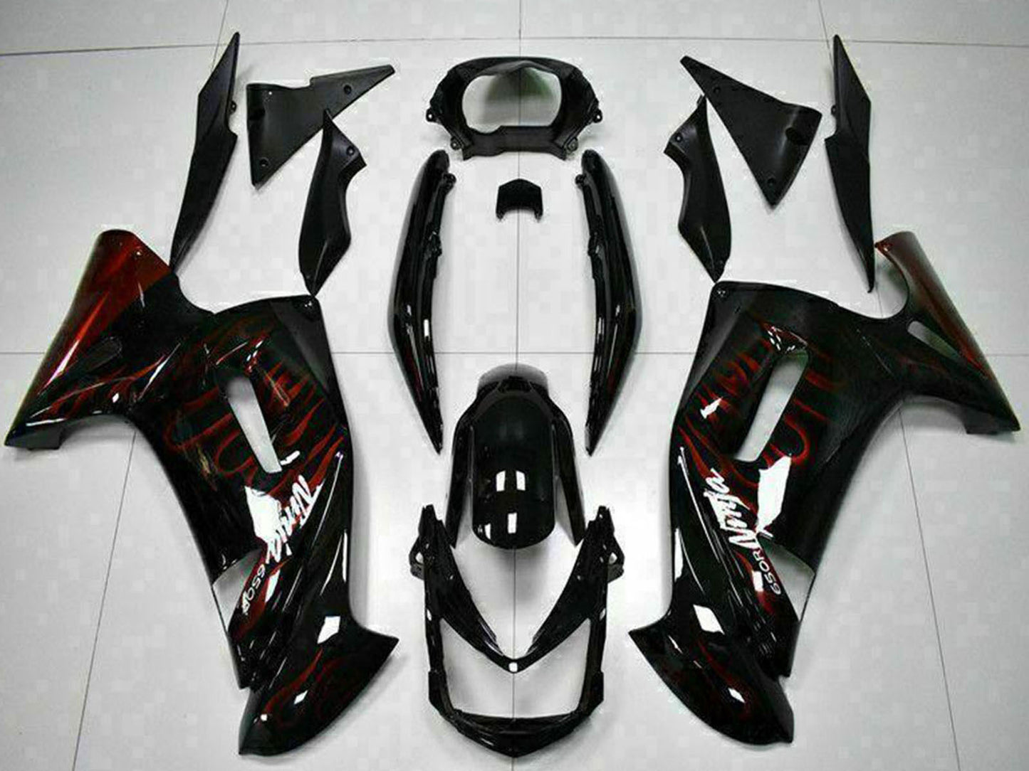 2006-2008 Kawasaki EX650R Red Flame Fairing Kit